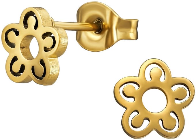 CS Joy - Bloem oorbellen - Chirurgisch staal - 7 x 7 mm - ip/pvd gold plated
