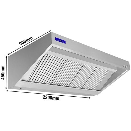 GGM Gastro Wandhaube mit Motor - 2000mm - Regler, Filter & Lampe Zilver
