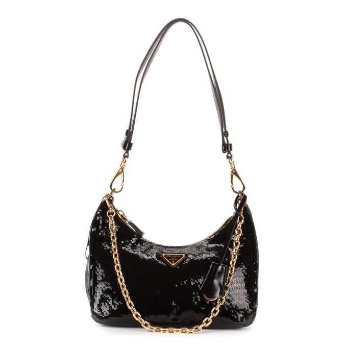 Re-Nylon Sequinned Mini  schoudertas