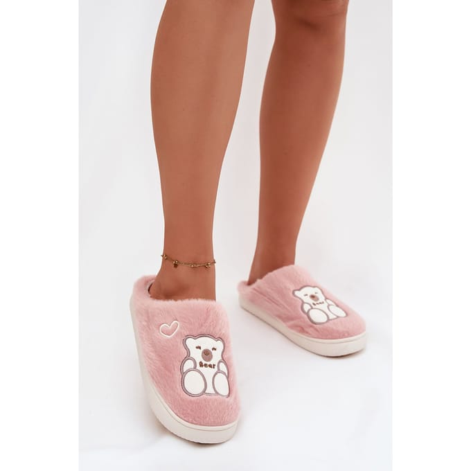 Bear & Heart Cozy Slippers - Roze / 36/37