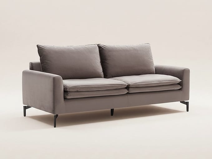 Vente-unique Driezitsbank in taupe fluweel ISENA