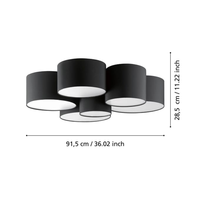 EGLO Plafondlamp Pastore 2, Ø 99 cm, zwart, 6-lamps, stof