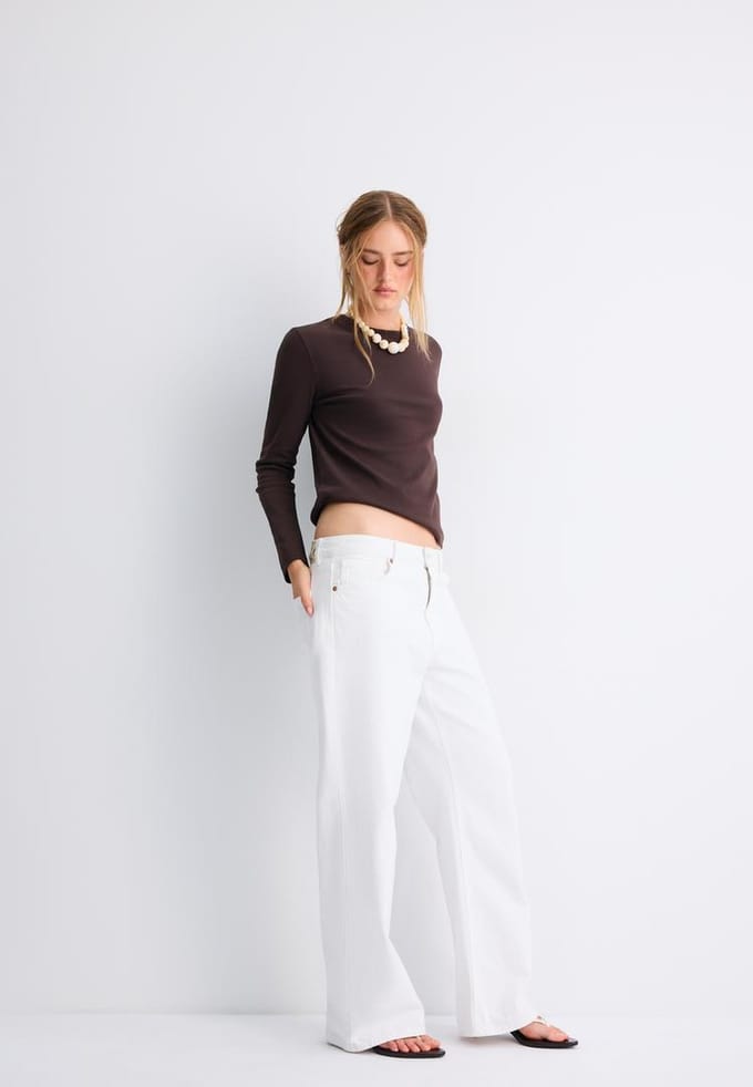 Stradivarius T-shirt met lange mouw en zachte touch  Bruin L