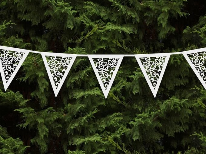 PartyDeco - Papieren slinger, pearl white, 19.5 cm x 3 m.