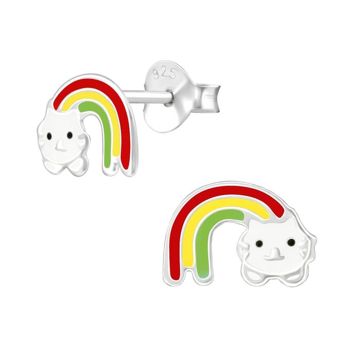 Princess Oorbellen Kitty - 925 Zilver E-Coating - Kat - 6x9mm