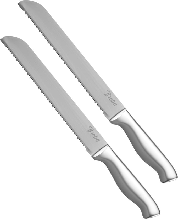 Broodmes Gekarteld Kartelmes Brood Mes 2-pack met RVS Handvat