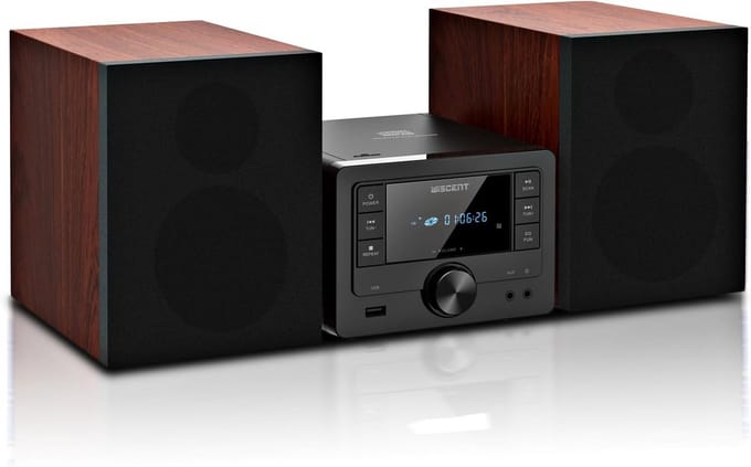 Stereo Set met Bluetooth, CD-Speler, USB en FM Radio - Compacte Boekenplank Speaker Systeem