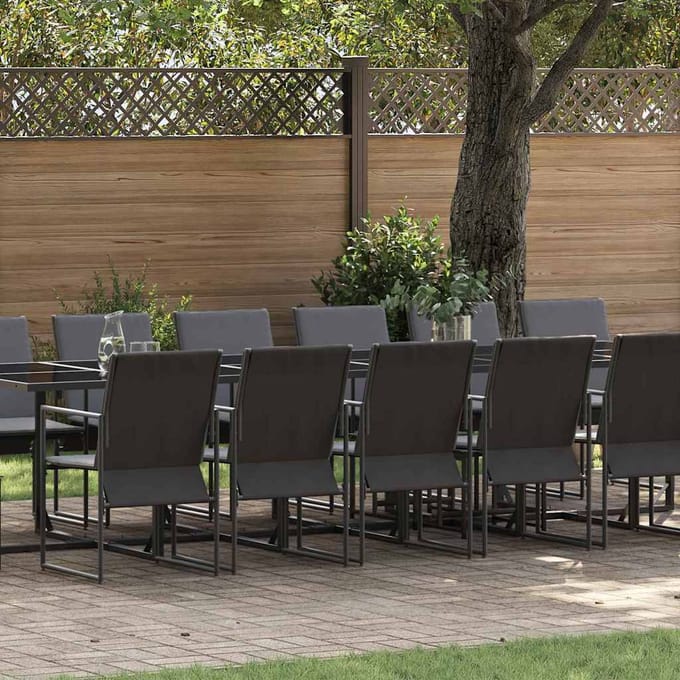 vidaXL - Tuin - Eettafel - Set - 17 - st - Zwart - Staal