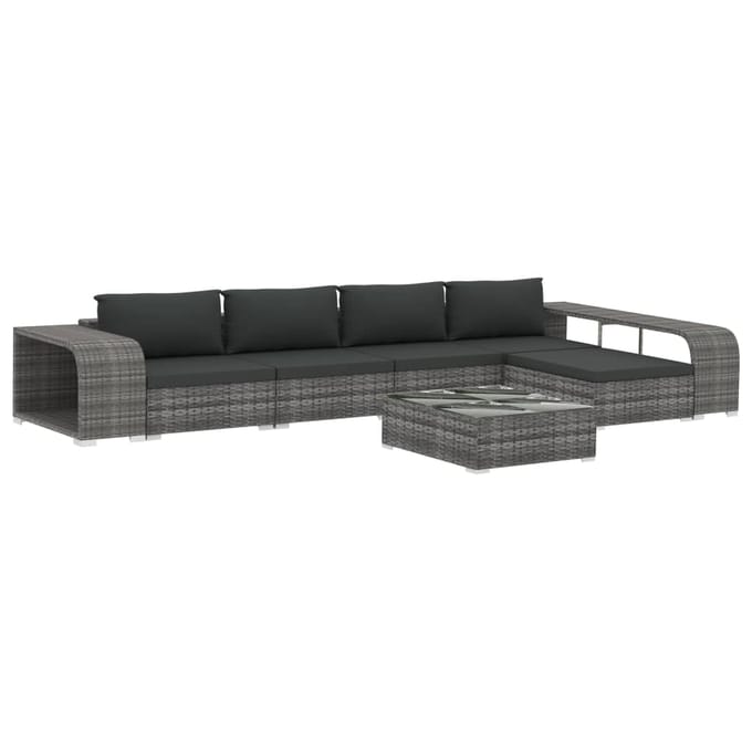 vidaXL - 8-delige - Loungeset - met - kussens - poly - rattan - grijs
