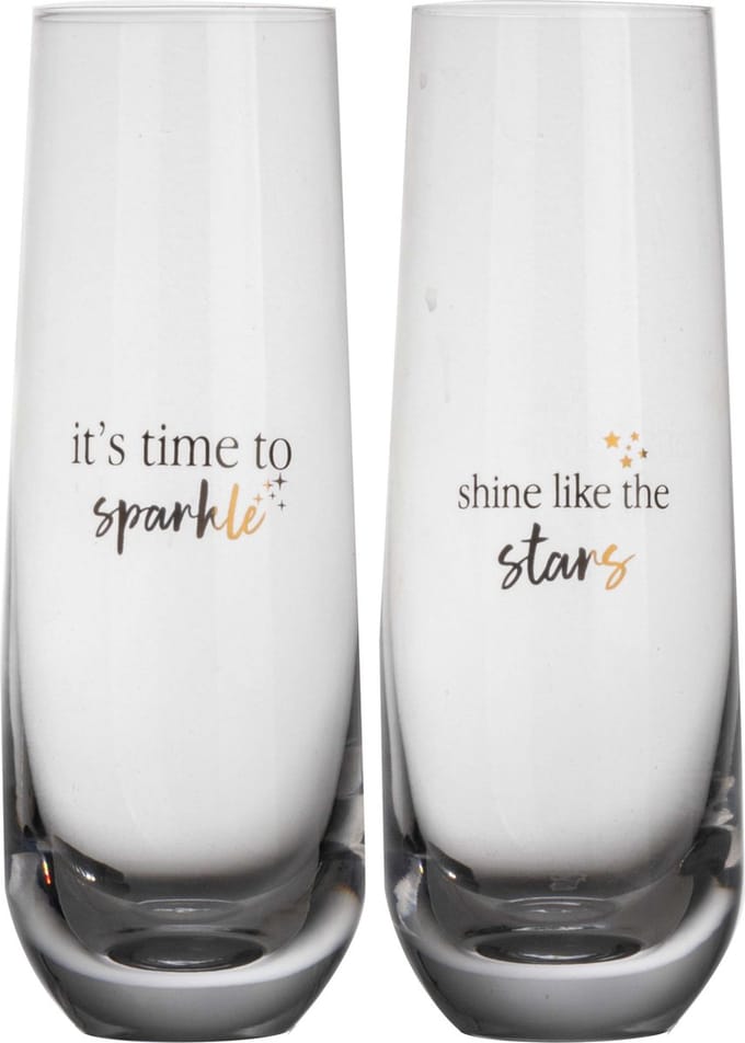 Gusta - Glazen met Tekst - 280ml - Kerst - ø6x16cm - set 2 stuks