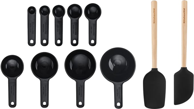 Bakgerei Set, 11-Delig, Zwart, Bamboe, Siliconen, Hittebestendig - KitchenAid