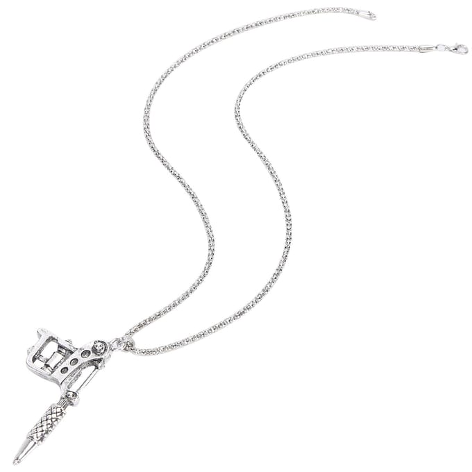 Ketting Mini Tattoo Machine Hanger Legering Modieus Unisex Sieraden Accessoire Cadeau white