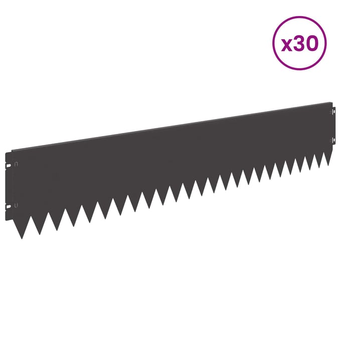 vidaXL - Gazonrand - 30 - st - 103 - x - 20 - cm - Staal - Zwart
