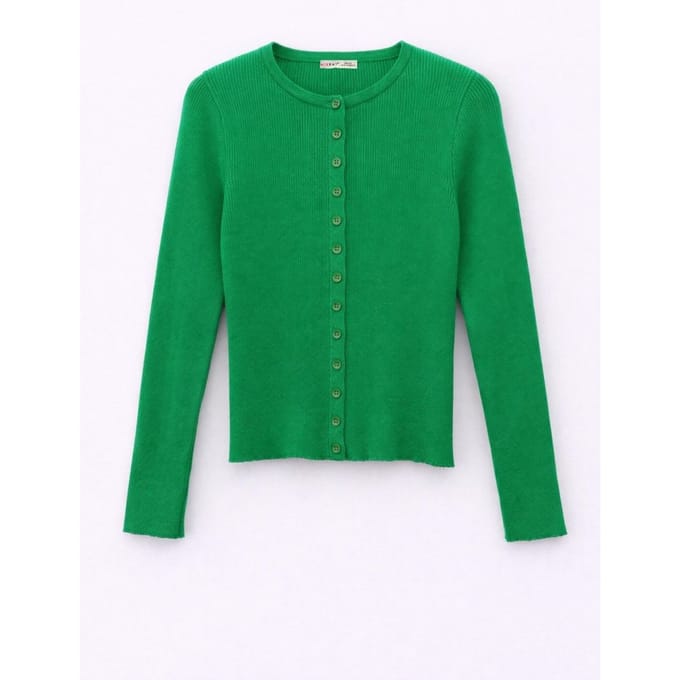 Geknoopte Slim Fit Ribbelgebreide Cardigan
