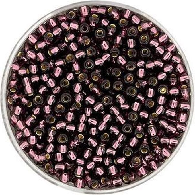 9275-4 Rocailles donkerlila zilveren kern 2.6mm