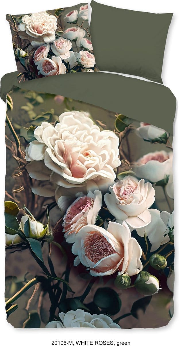 Pure dekbedovertrek bloemen - 1 persoons 140x200/220 cm - Groen - Microvezel