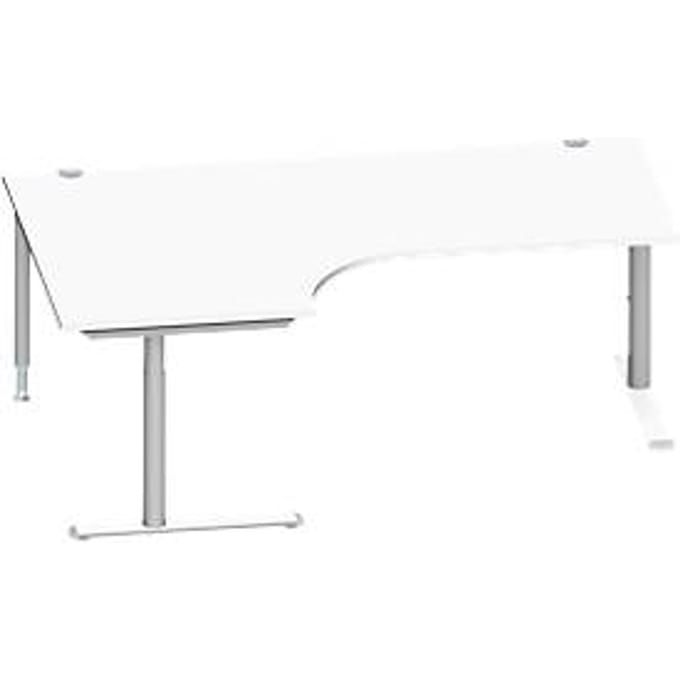 Schäfer Shop Genius hoekbureau MODENA FLEX 90°, bevestiging links, C-voet ronde buis, B 2000 mm, wit/wit