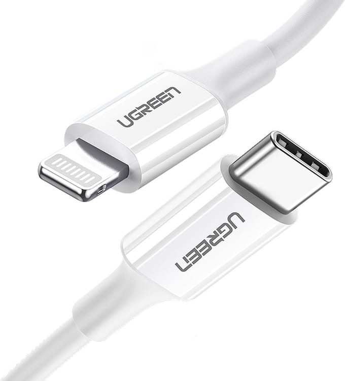 Ugreen - kabel - USB Type C - Lightning 3A 0,25 m wit - (US171)
