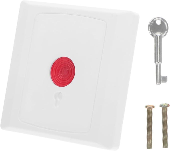 Noodstop Knop - Alarm Schakelaar - Direct Hulp - Geruisloze Activering - 8.5 cm - Wit