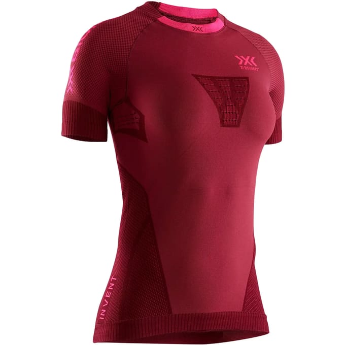 X-Bionic Invent 4.0 Hardloopshirt Korte Mouw Dames - Namib Red/Neon Flamingo - Maat S