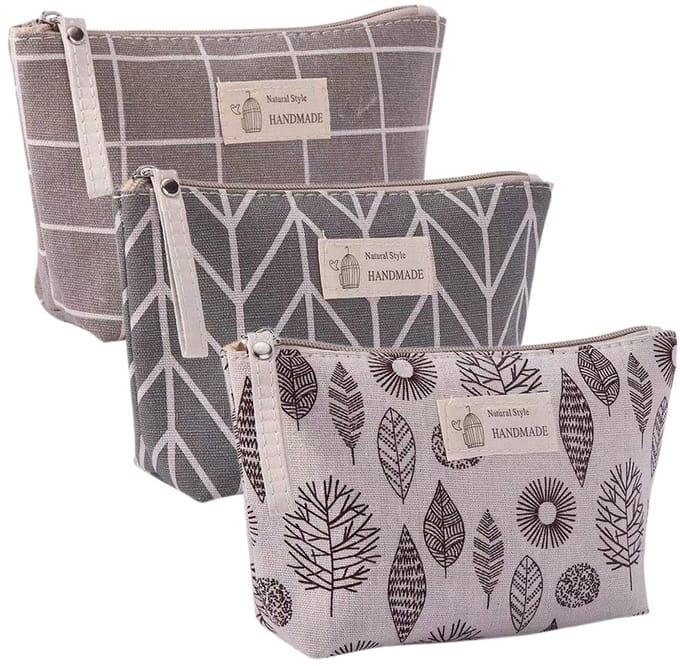 Dailygoods - 3 Stuks Canvas Make-uptas, Reis Toilettas en Opbergtas voor Dames