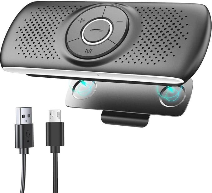 Handsfree Carkit Bluetooth 5.0 met Clip en Geïntegreerde Microfoon voor Muziek en GPS