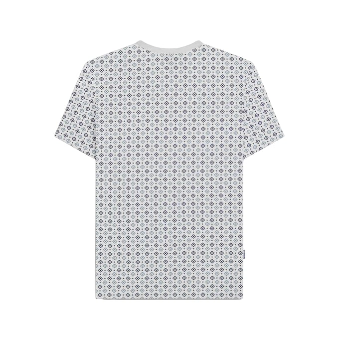 Lambretta Heren SS25 Geometrisch T-shirt (Wit/rookblauw)