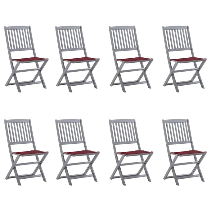 vidaXL - Inklapbare - stoelen - 8 - st - met - kussens - massief - acaciahout