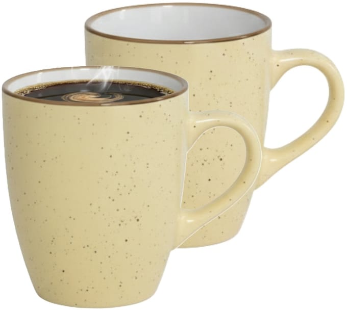 Gerimport Koffie / thee mok Sweets - 2x stuks - geel - 350 ml - keramiek