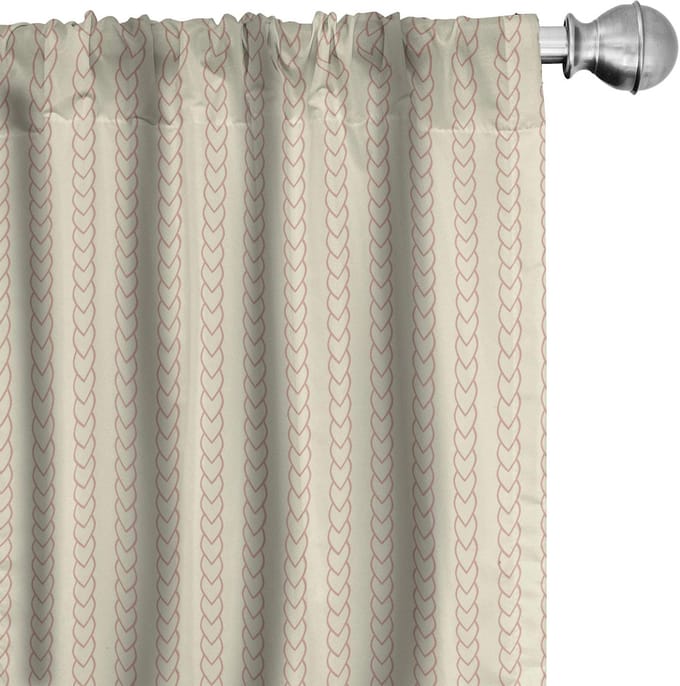 ABAKUHAUS Retro Gordijnen – 2x75x245 cm – Crème/Lichtroze – microvezel
