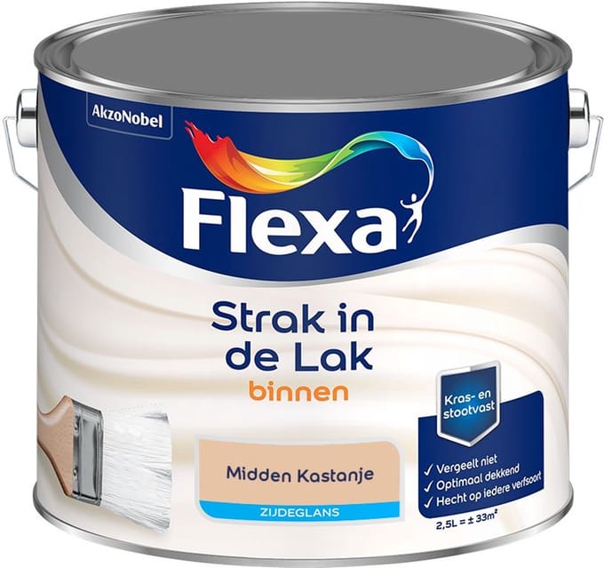 Flexa - Strak In De Lak Binnenlak Zijdeglans - Midden Kastanje - Mengverf - 2,5 L