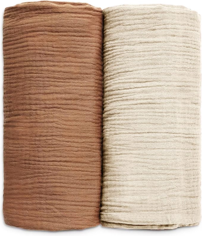 2-Pack - Hydrofiele doek XL - 100x90 cm - Inbakerdoek - Zand Bruin