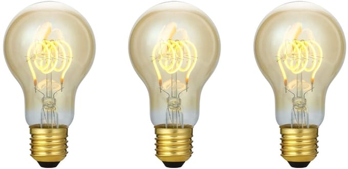 SPL E27 LED Lamp 5W 3 Staps Dimbaar - Extra Warm Wit - LED Filament - Amber - Vervangt 39W - 3 Stuks