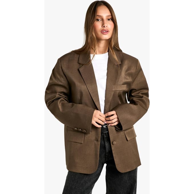 boohoo Dames Tailored Oversized Slouchy Blazer | Mokka | Maat: 36