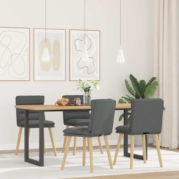 vidaXL - Eetkamerstoelen - 4 - st - stof - donkergrijs