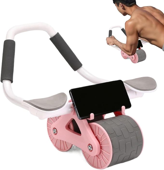 Buikspierroller Wiel - Core Trainer - Krachtige Core Training - Verwijderbare Kern - 415 cm Lengte - Roze