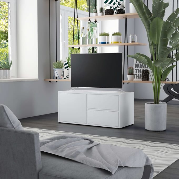 vidaXL - Tv-meubel - 80x34x36 - cm - bewerkt - hout - wit