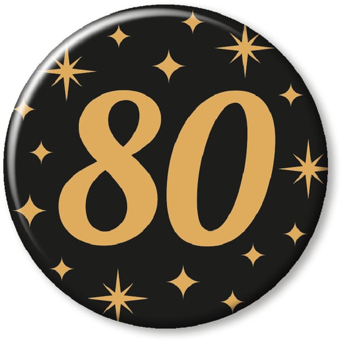 BTH - Buttons - 80 Jaar - Goud-Zwart - Badge - Speld - Verjaardag - Decoratie - Versiering - 80 Jaar Verjaardag - Button