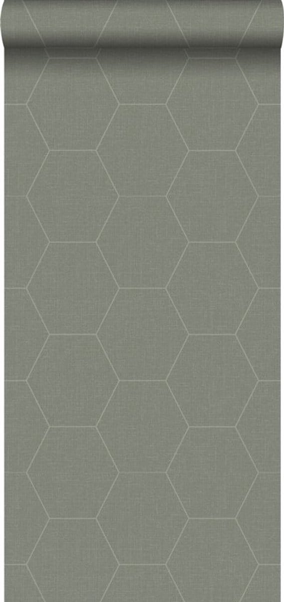 Walls4You behang hexagon groen grijs - 935345 - 0,53 x 10,05 m