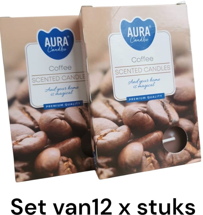 Han‑Bar® Theelichtjes Koffiegeur - Geurend - 2 X doos van 6 - cadeau - Paraffine