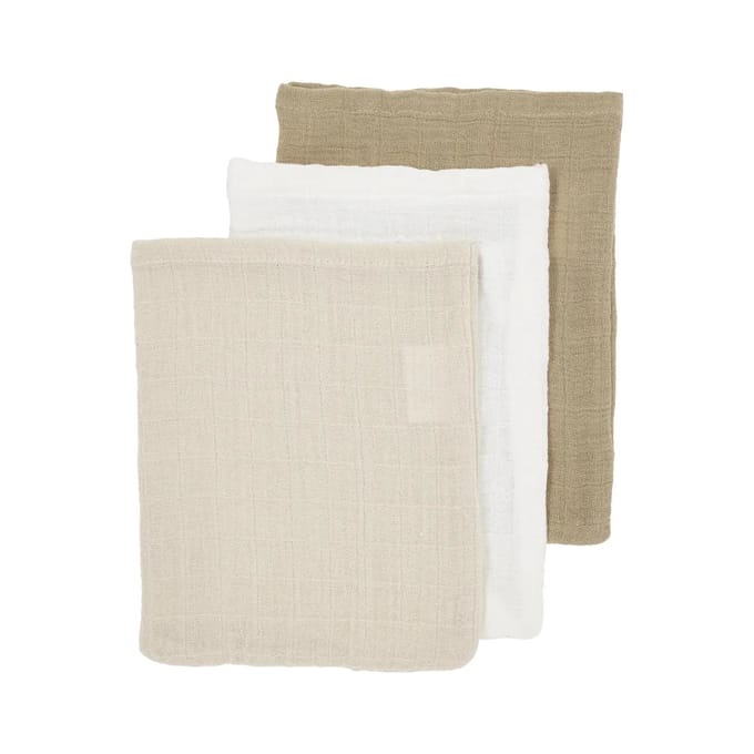 Meyco Baby Uni pre-washed hydrofiele doeken - 3-pack - pre-washed hydrofiel - offwhite/soft sand/taupe - 70x70cm