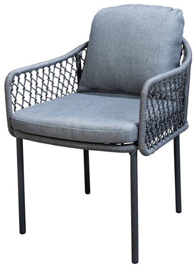 Yoi - Rocha dining chair aluminium dark grey/rope dark grey/mixed g...