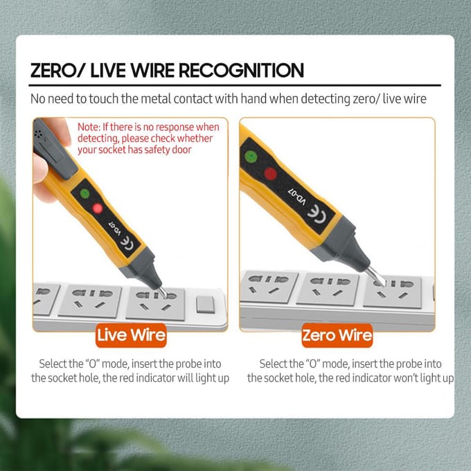 Stylo testeur de tension ca sans contact, détecteur NCV Portable AC 70-250V DC 250V avec son et lumière double
