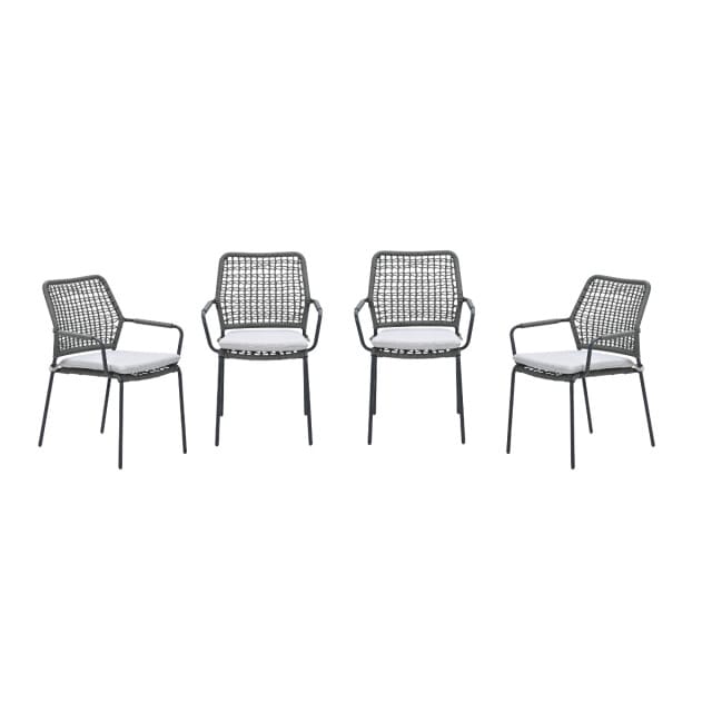 Garden Impressions Swifty tuinstoelen set van 4 – carbon black / rope grey