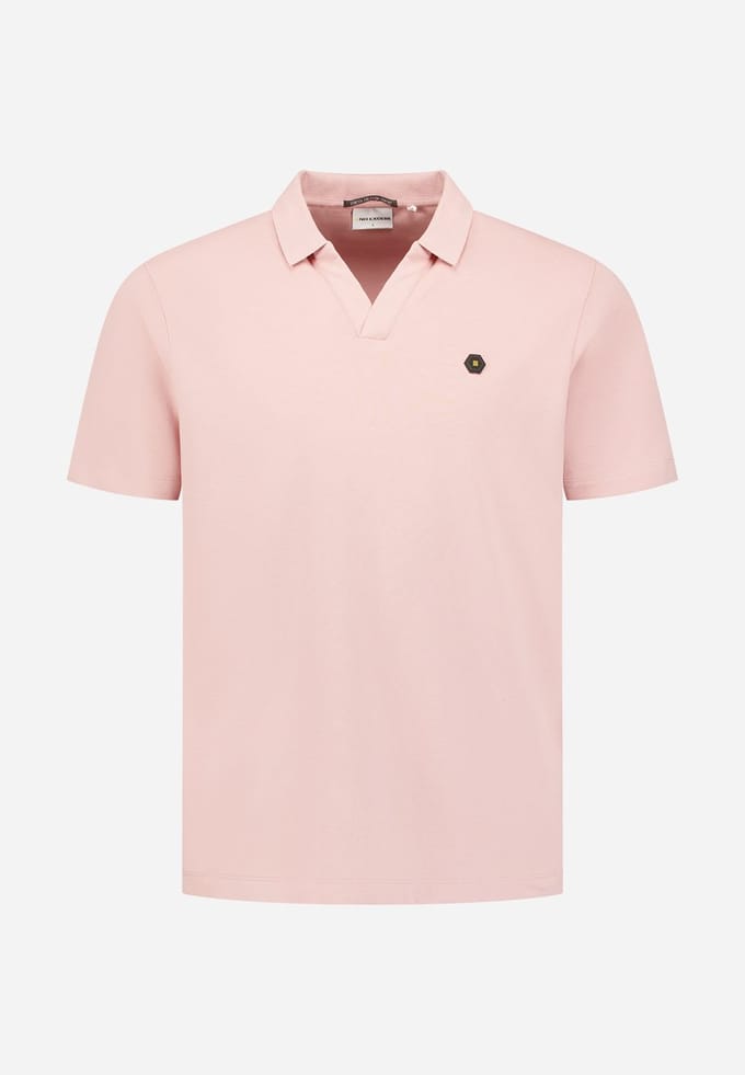 No Excess Polo short sleeve v-collar basic light mauve