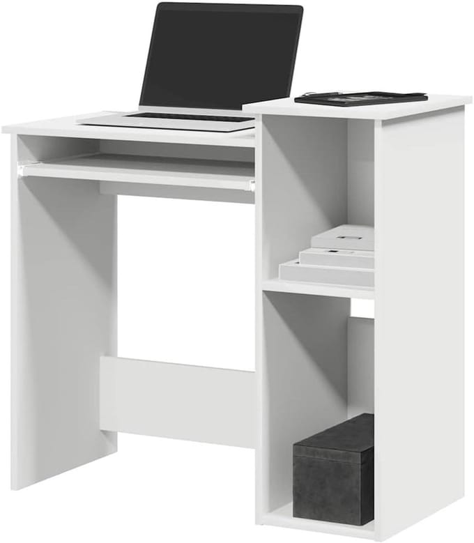 Bureau met planken - Werktafel - Thuiswerken - Veel opbergruimte - 84 x 40 x 78 cm - Wit