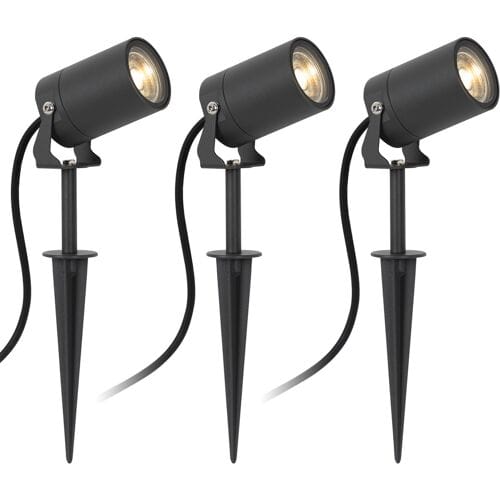 KS Verlichting 3x Stark Tuinspot Antraciet met LED
