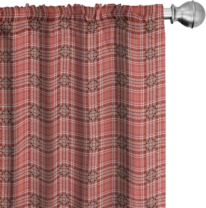 ABAKUHAUS Geruit gordijnen – 2x75x175 cm – microvezel