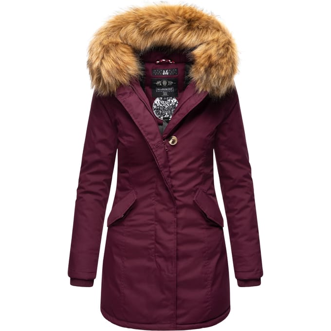 Marikoo dames winterparka met afneembare imitatiebontkraag & capuchon