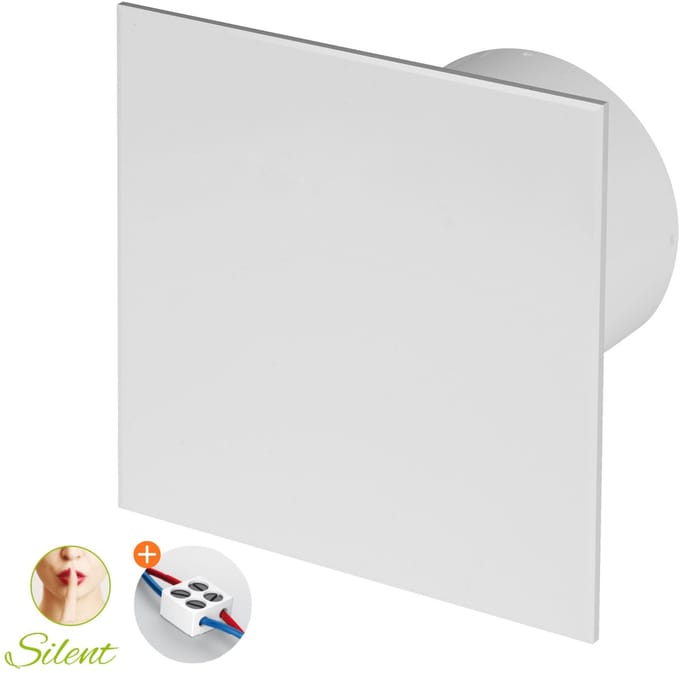 Awenta Silent badkamerventilator 100 mm – 75 m³/h – Mat wit vlak front